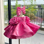 New Christmas Party Fluffy Puff Sleeve Girls Princess Dress