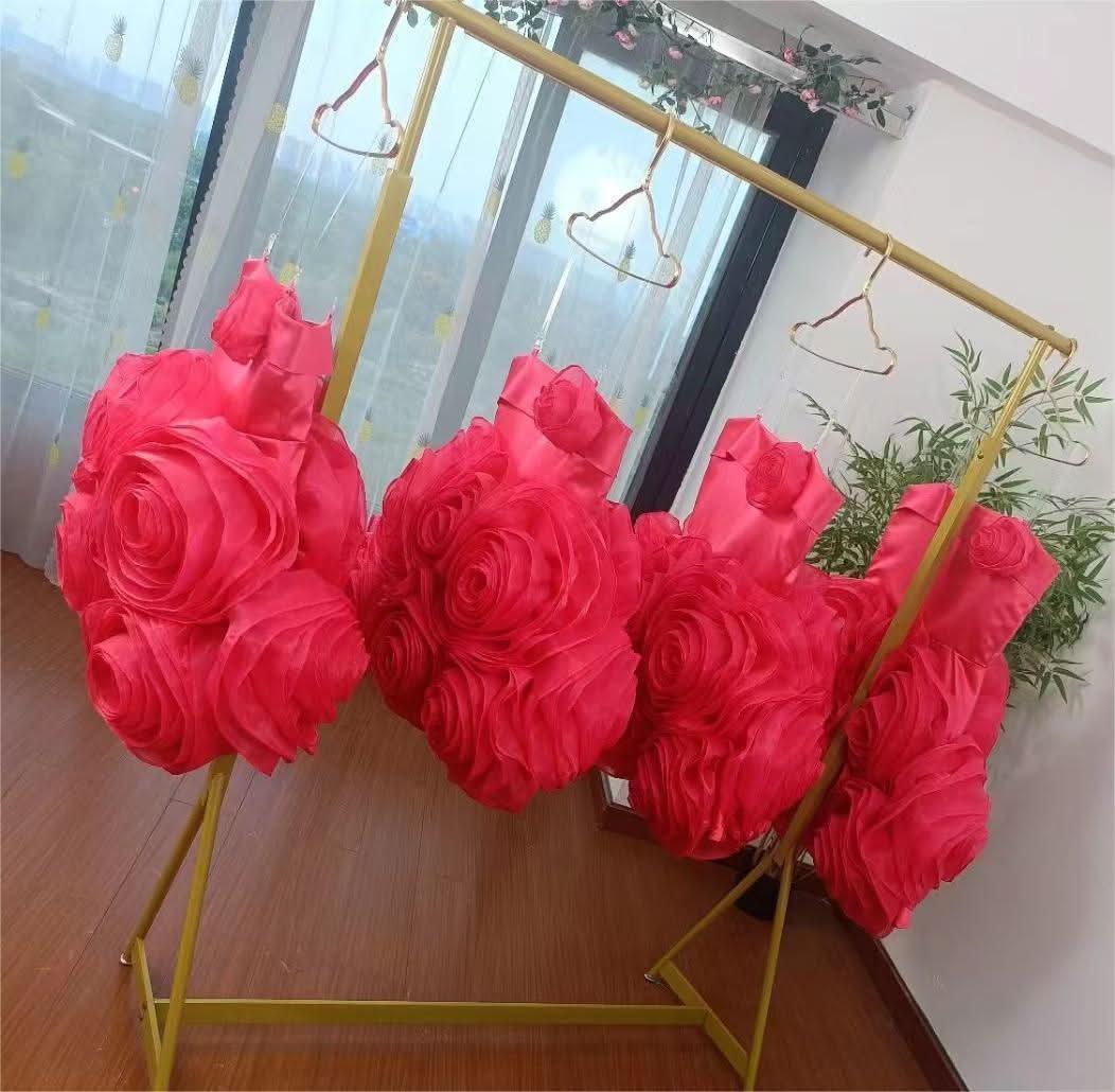Hand-made Fuchsia Rose Flower Girl Dress for Weddings | KLFFIGID