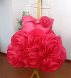 Hand-made Fuchsia Rose Flower Girl Dress for Weddings | KLFFIGID