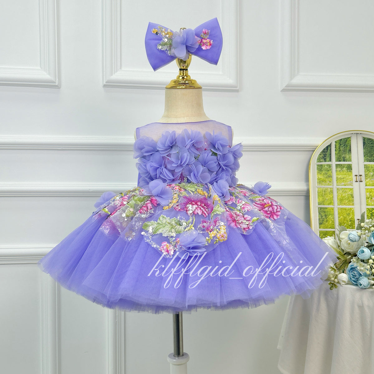 Flower Fairy Princess Dress Baby Birthday Dress Host's pageant-style gown｜KLFFIGID