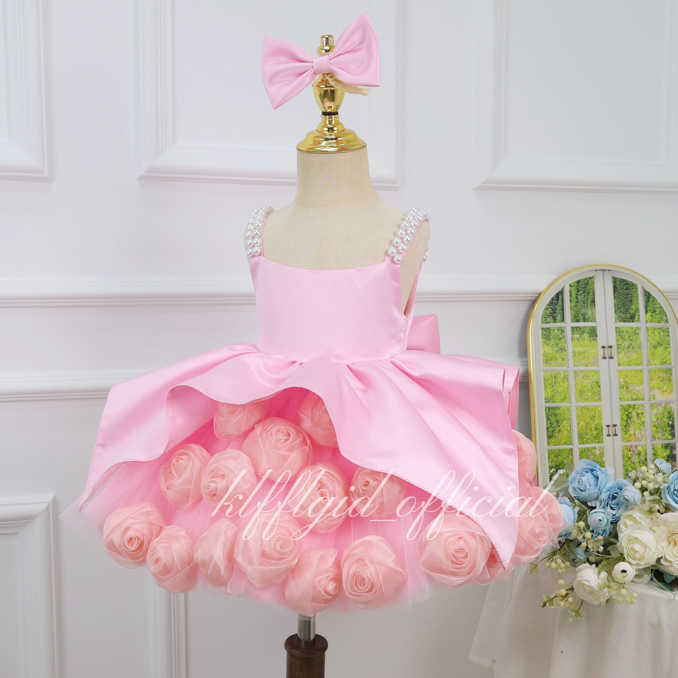 3D Floral Tulle 1st Birthday & Flower Girl Dress | KLFFIGID