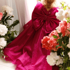 Girls High-End Embroidered Birthday Dress with Big Bow & Train | KLFFIGID