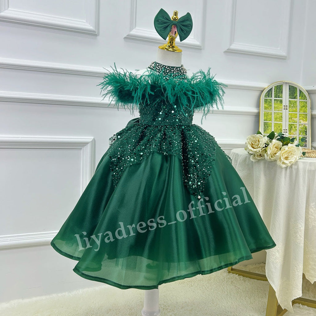Girls dresses, green dresses, Christmas dresses, graduation party dance dresses, baby dresses, children's maxi dresses
