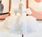 Christmas Puff Sleeve Sequin Girls Evening Dress | KLFFIGID