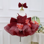 Toddlers Birthday dress Pageant gowns for girls Burgundy Christmas dress  | KLFFLGID