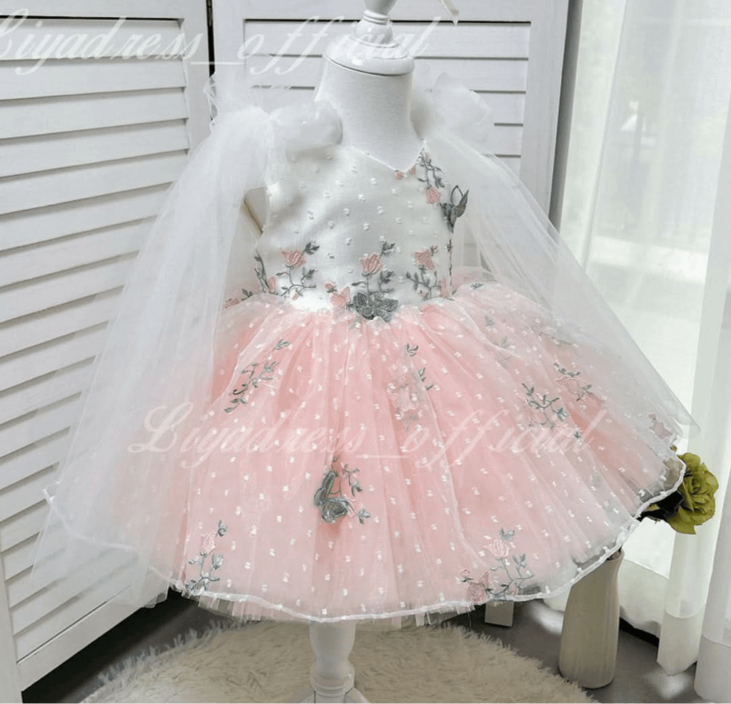 Embroidered Puffy Mesh Tutu Party Dress for Girls Princess | KLFFIGID