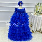 KLFFLGID Baby Birthday Dress 0-12 years old girls' dress with train Luxury ball catwalk costumes