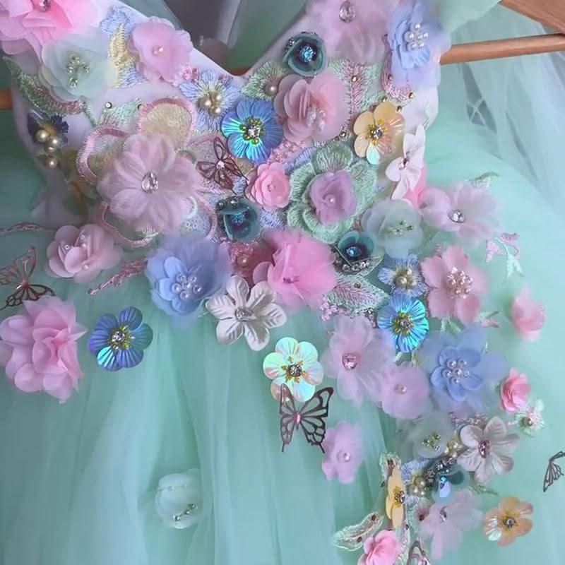Custom Floral Embroidered Baby Girl Tutu Princess Dress | KLFFIGID