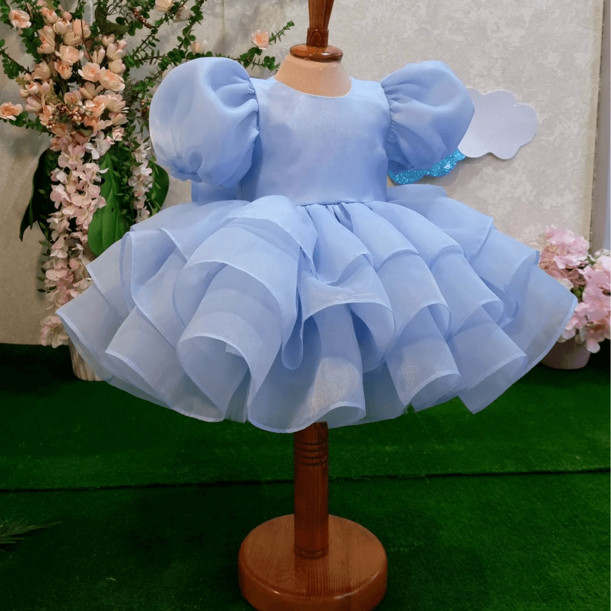 Girls Puff Sleeve Tail Birthday Party Princess Dress 0-12 Years | KLFFIGID