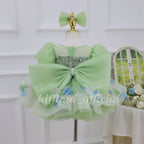Floral Party Dress for Girls Green baby birthday dress | KLFFLGID