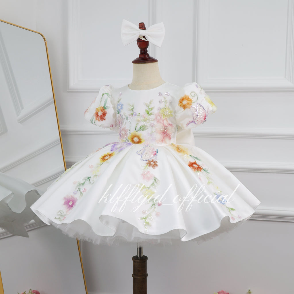 Baby First Birthday Flower Girl Tulle Princess Dress | KLFFIGID