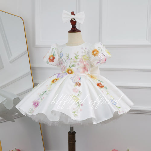 Baby First Birthday Flower Girl Tulle Princess Dress | KLFFIGID