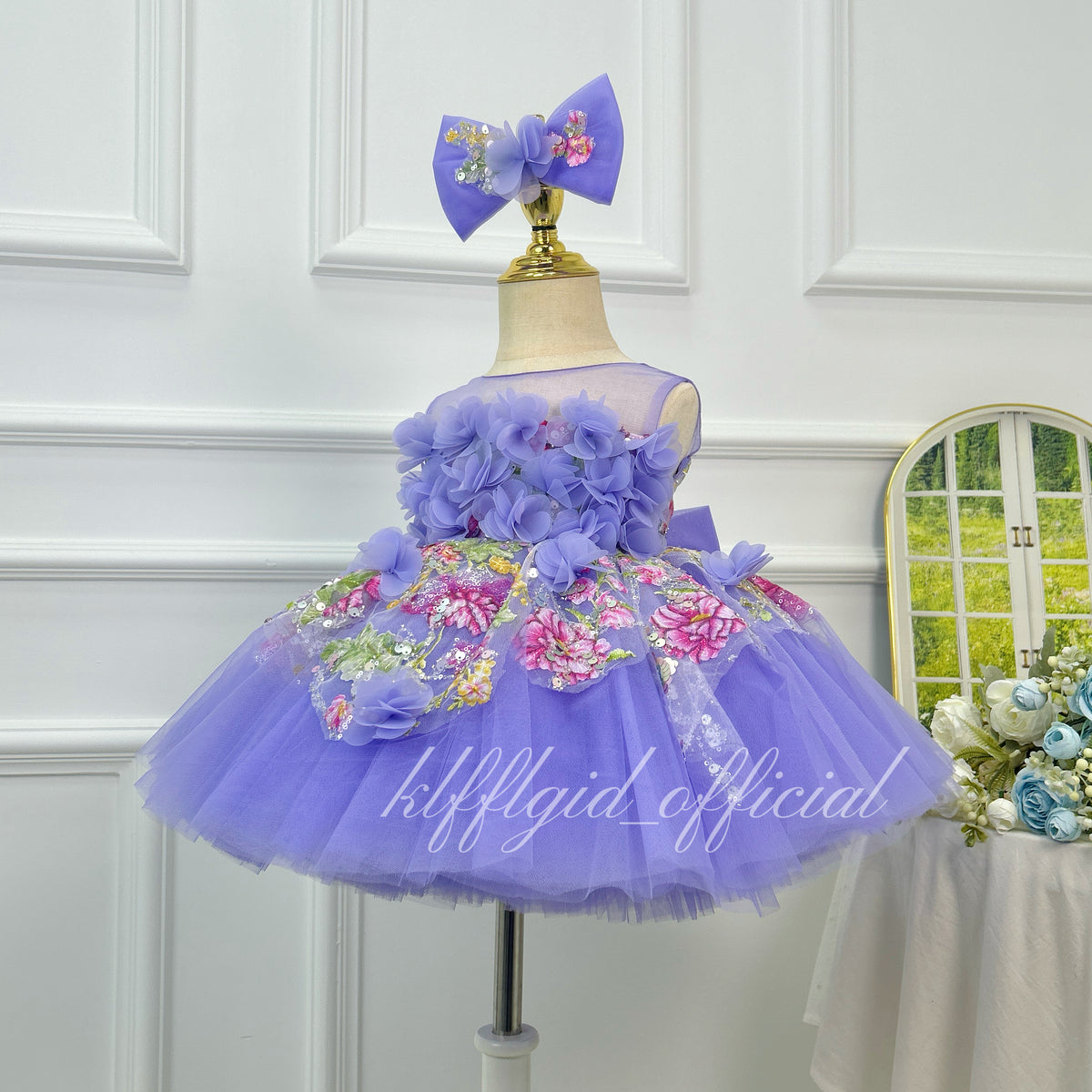 Flower Fairy Princess Dress Baby Birthday Dress Host's pageant-style gown｜KLFFIGID