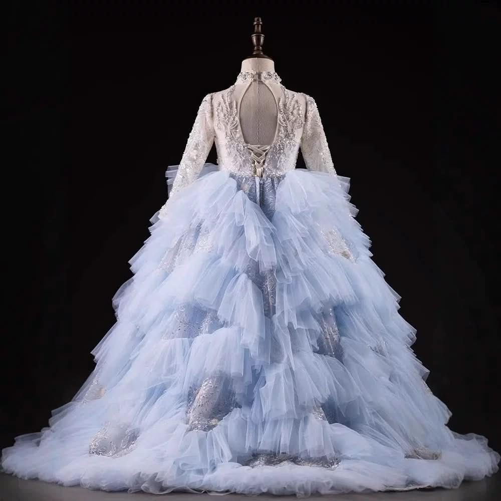 New Wedding Flower Girl Pearl Elegant Girls Evening Dress