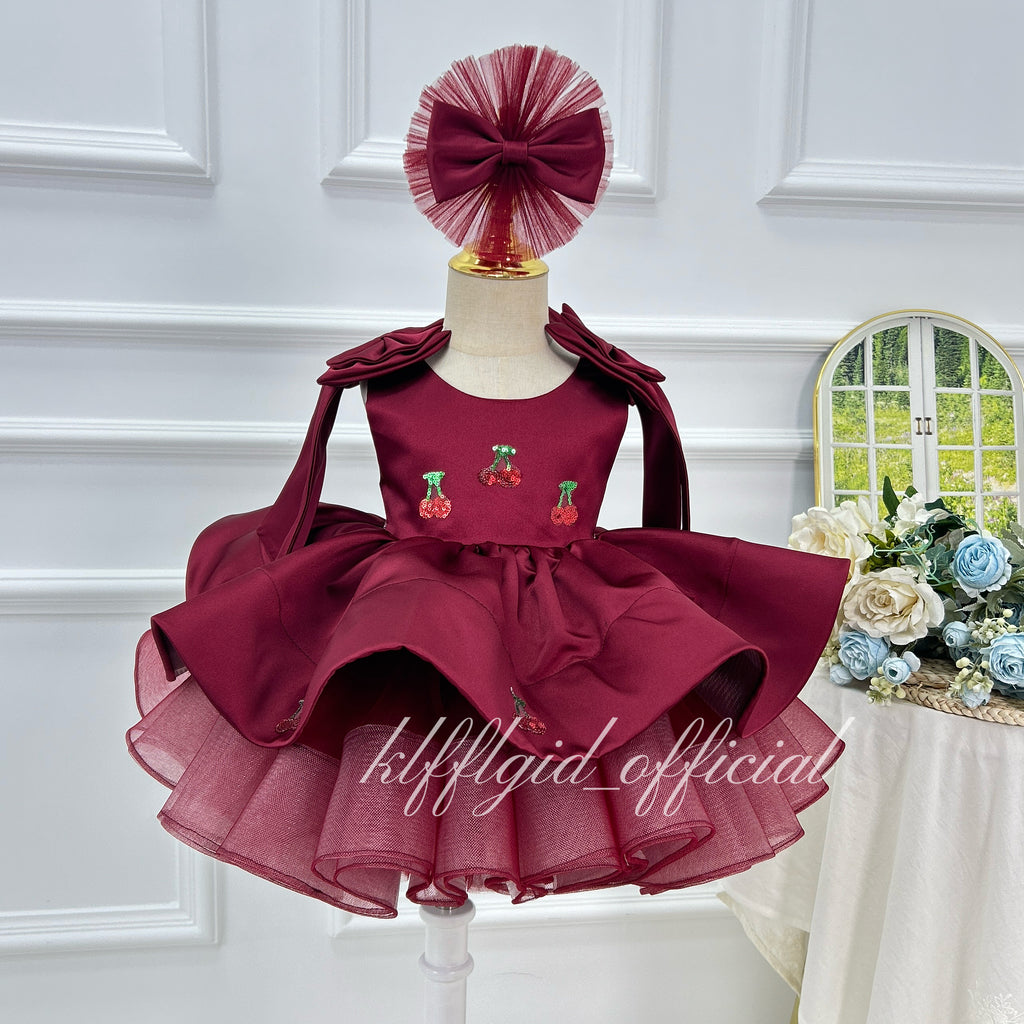 Toddler princess dress Birthday party themed baby strawberry dress,｜KLFFIGID
