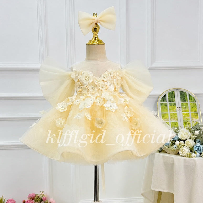 First Baby Birthday Dress Floral Party-Themed Dress Wedding flower girl｜KLFFIGID
