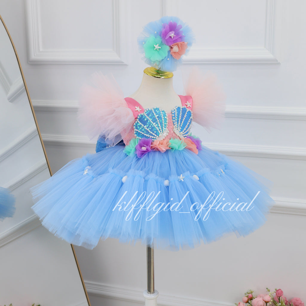 Cute Baby Birthday Dress Seashell-Themed Party Dress｜KLFFIGID