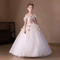 Mesh flower long skirt elegant party flower high-end girl princess skirt