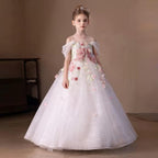 Mesh flower long skirt elegant party flower high-end girl princess skirt