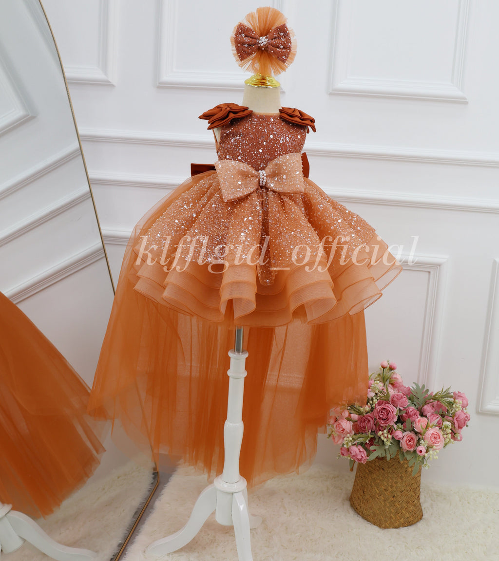 1-year-old baby birthday dress gorgeous Wedding flower girl dress Baby Party Frock | KLFFLGID