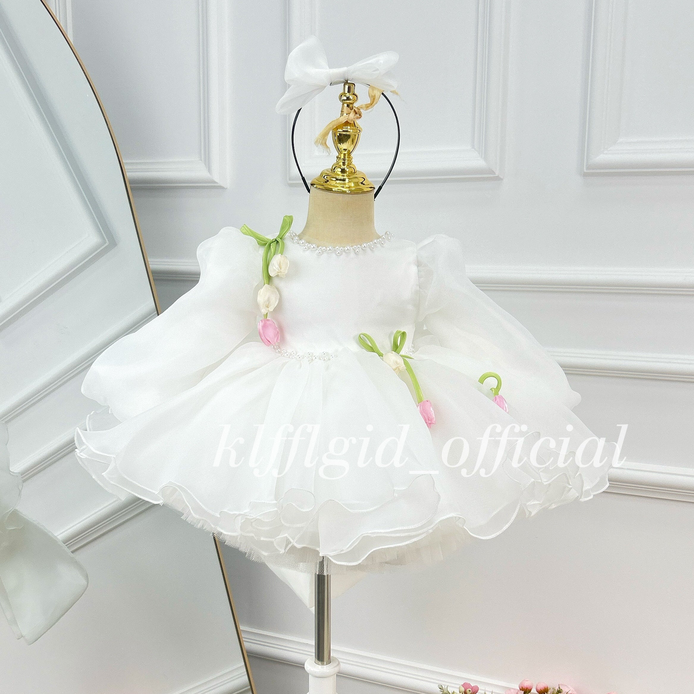 Baby Birthday Dress Stylish floral long-sleeve dress Wedding flower girl｜KLFFIGID