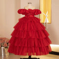 Elegant Red Princess Dress Luxurious Red Gown Sparkling Layered Tutu Dress