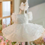 Sleeveless Butterfly Dreamy Princess Puff Flower Girl Dress | KLFFIGID