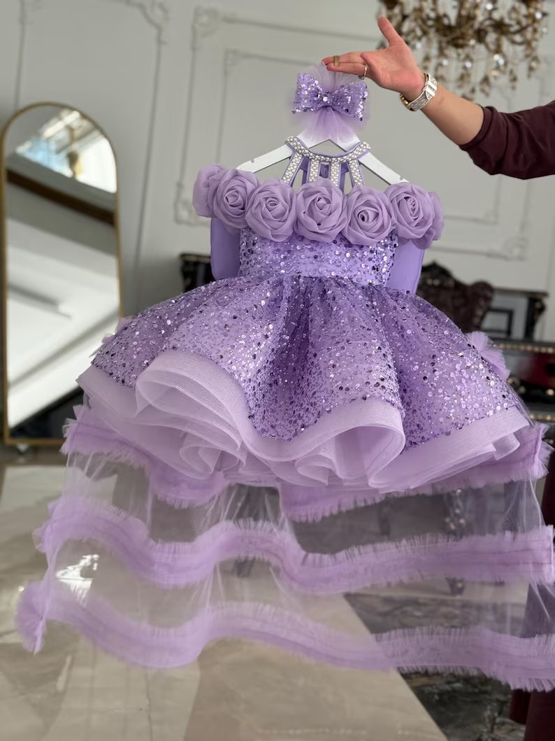 Toddler Princess Dress with 3D Roses & Butterfly Wings for Girls | KLFFIGID