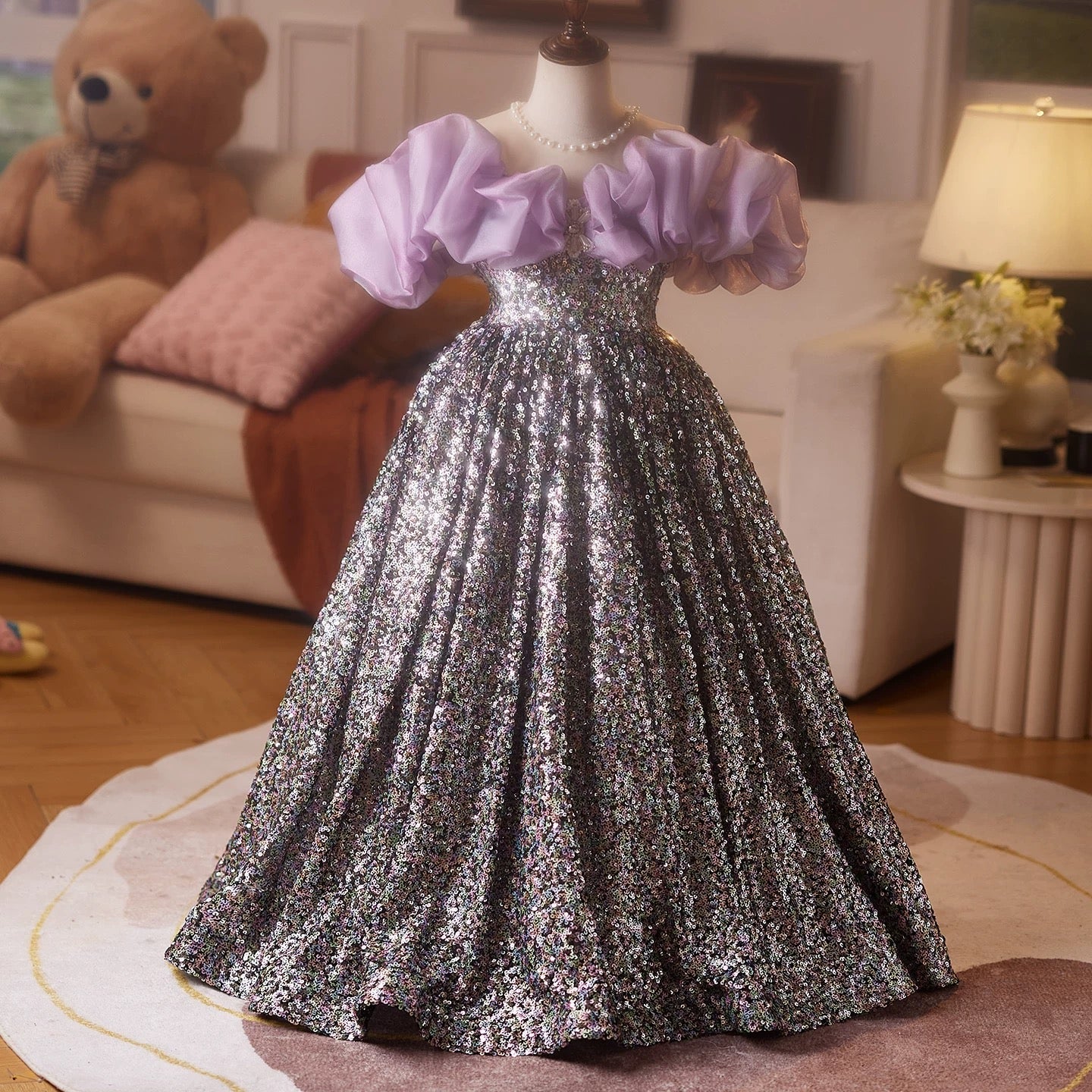 Girls elegant sequin party princess dress 2-12Yrs wear