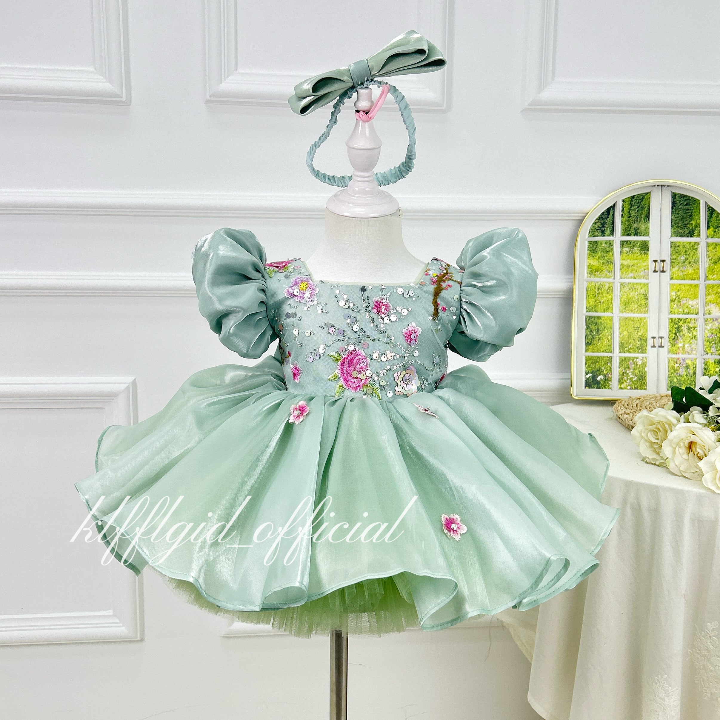 Baby's Birthday Dress Embroidered floral pageant dress for girls  | KLFFLGID
