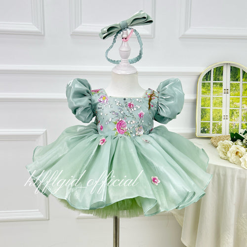 Baby's Birthday Dress Embroidered floral pageant dress for girls  | KLFFLGID