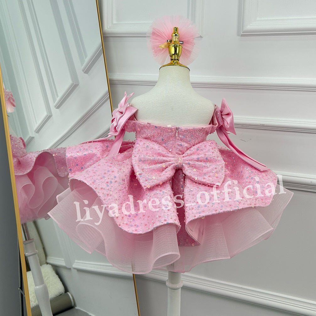Baby's First Birthday Dress Glamorous Sequin Flower Girl Dress ｜KLFFLGID