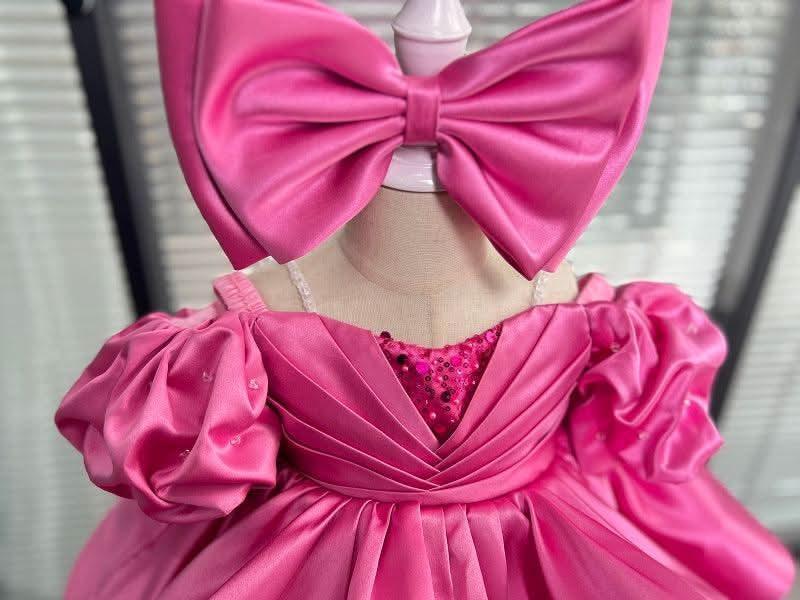 New Christmas Party Fluffy Puff Sleeve Girls Princess Dress