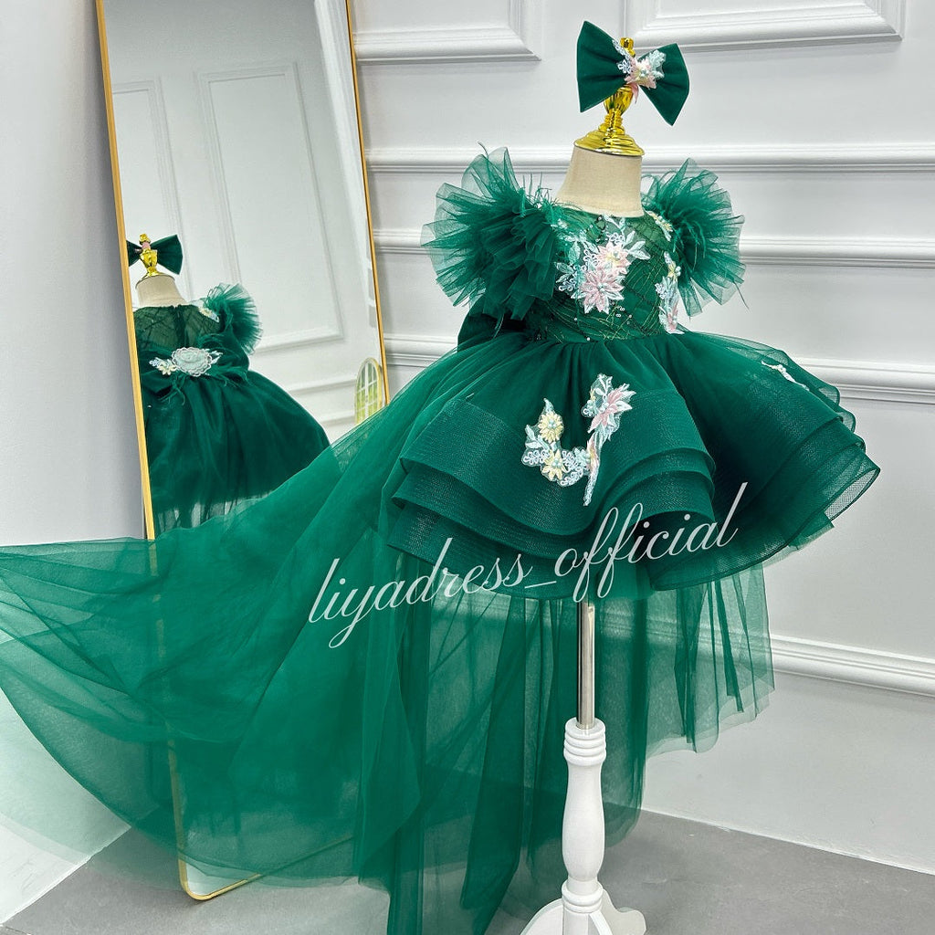 Baby Flutter Sleeve Tail Princess Dress Christmas & 1st Birthday Party | KLFFIGID