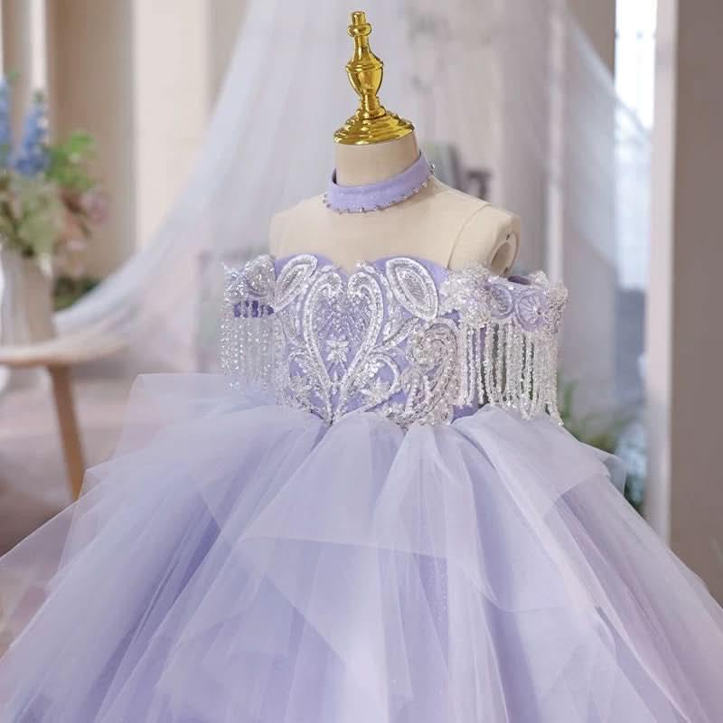 Pearl embroidery high-end stage performance banquet party girl princess dress