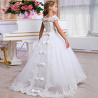 Children's Wedding Flower Girl Dress White Butterfly Maxi Dress for Special Occasions