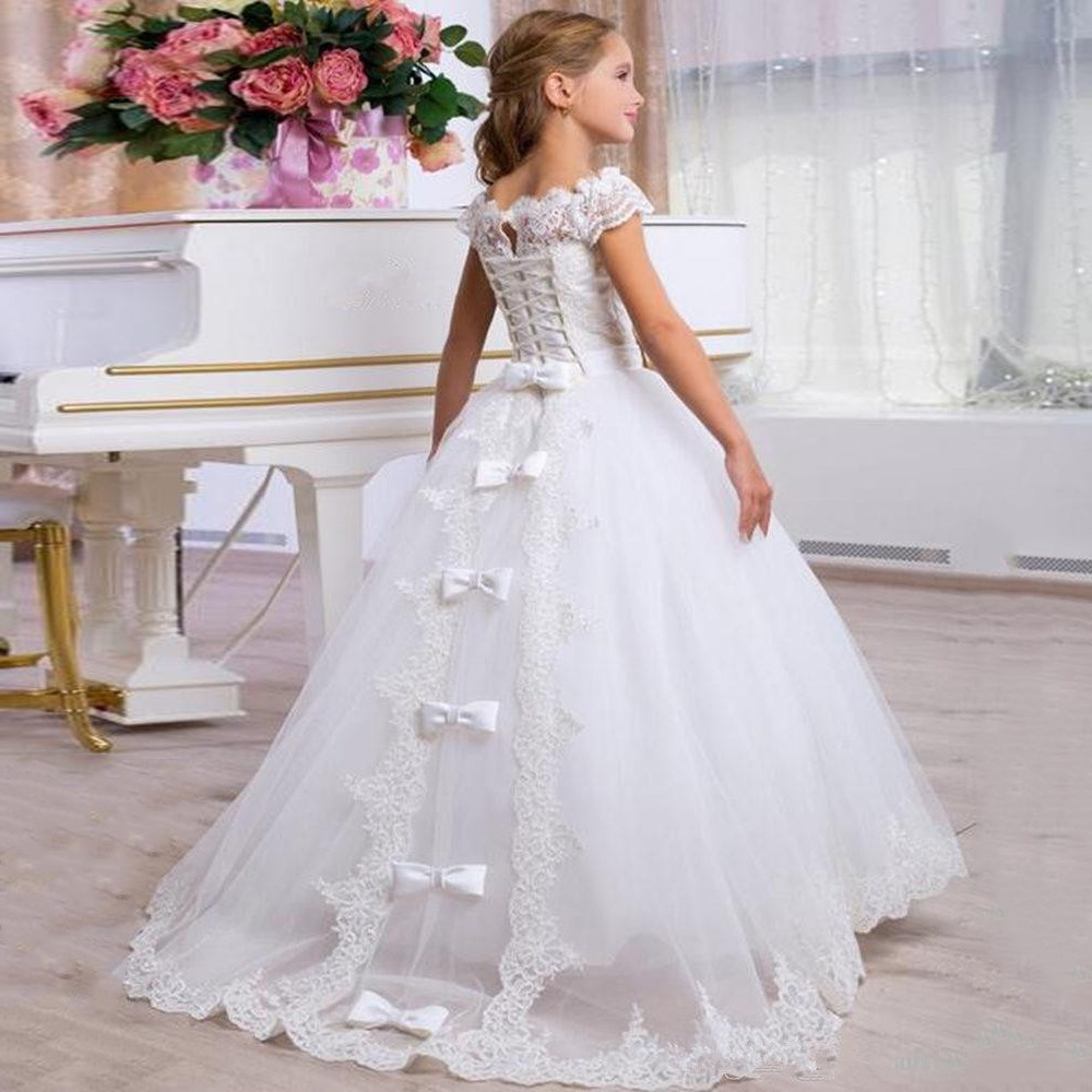 Children's Wedding Flower Girl Dress White Butterfly Maxi Dress for Special Occasions