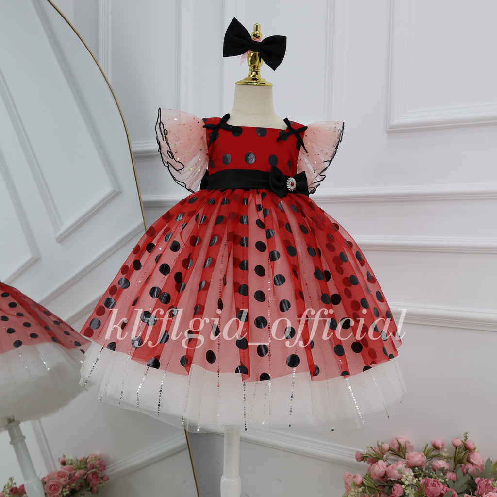 Polka-Dot Princess Ball Gown & Baby Birthday Dress | KLFFLGID