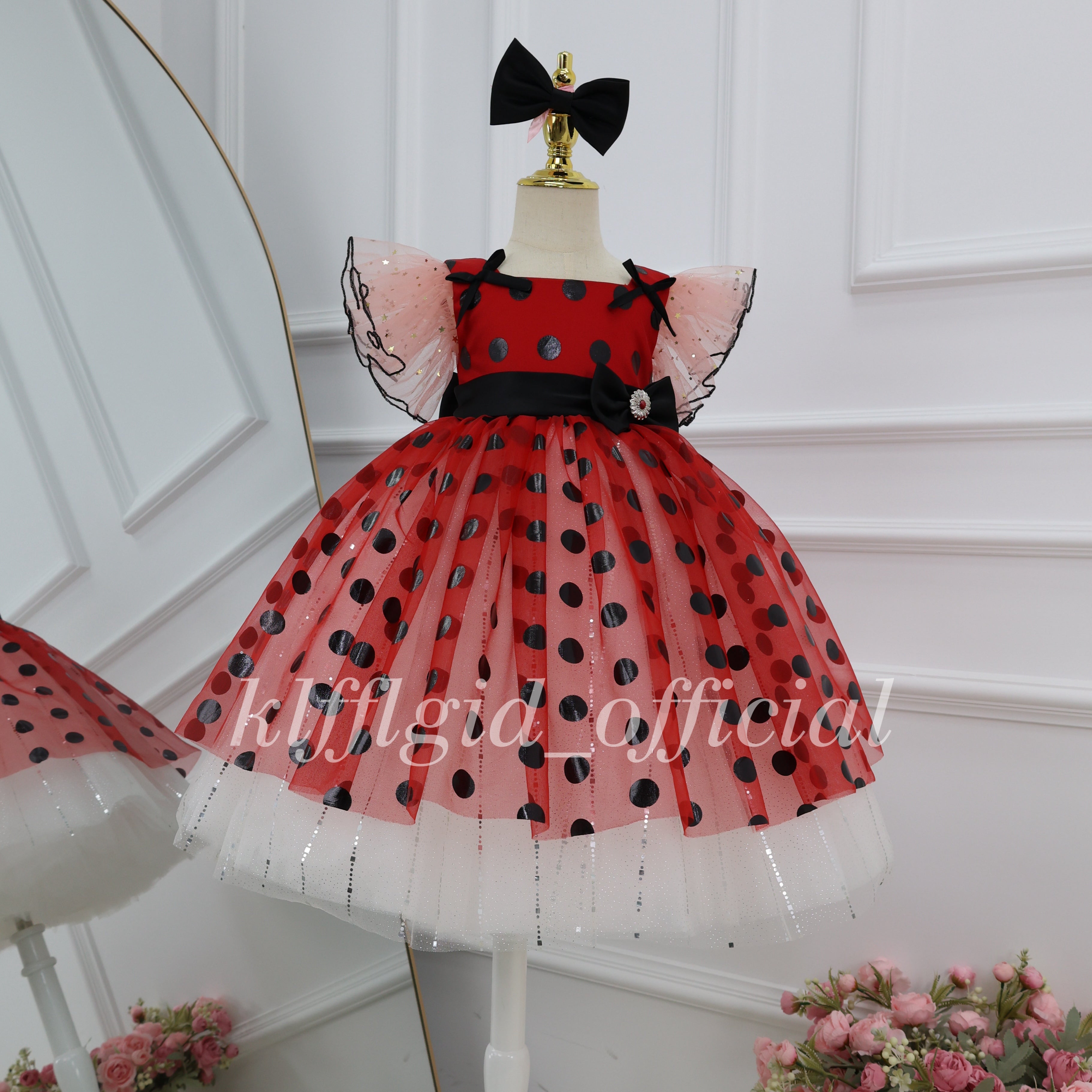 Polka-Dot Princess Ball Gown & Baby Birthday Dress | KLFFLGID