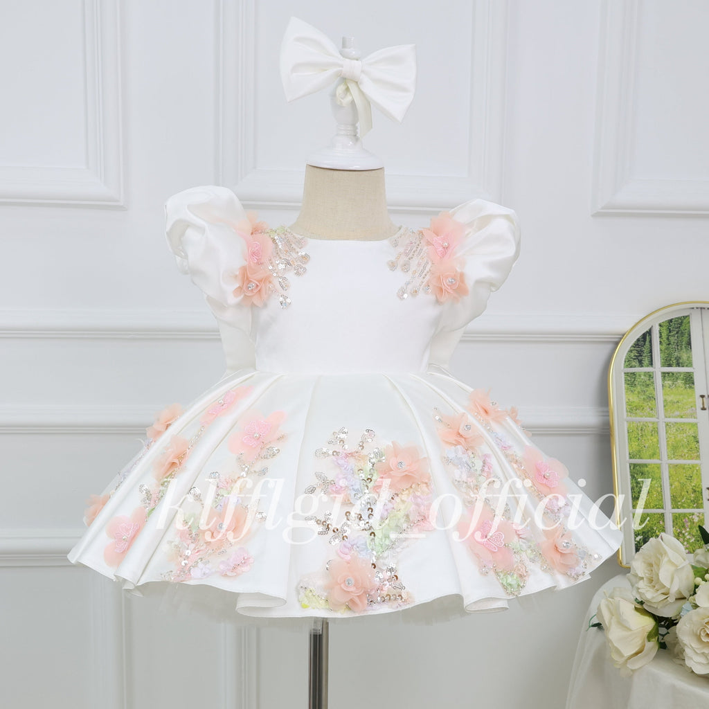 Fashion Baby's Birthday Dress Elegant Embroidered Floral Dress for Girls  | KLFFIGID