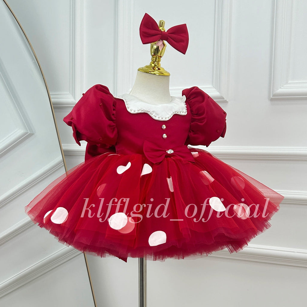 Girls Birthday Dress Polka-dot baby party outfit Pageant dress | KLFFIGID