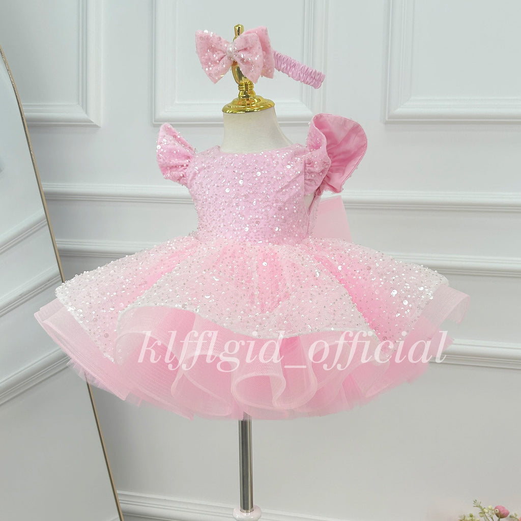 Baby Birthday Dress Glamorous sequined pageant gown for girls | KLFFIGID