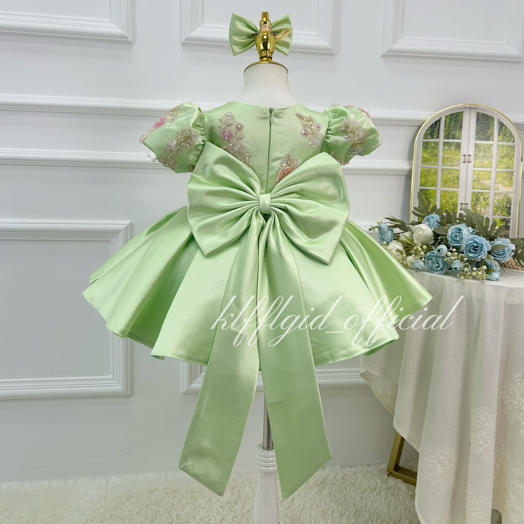 Girls Sequin Tulle Princess Dress 3D Floral Flower Girl Dress Baby's birthday outfit | KLFFIGID