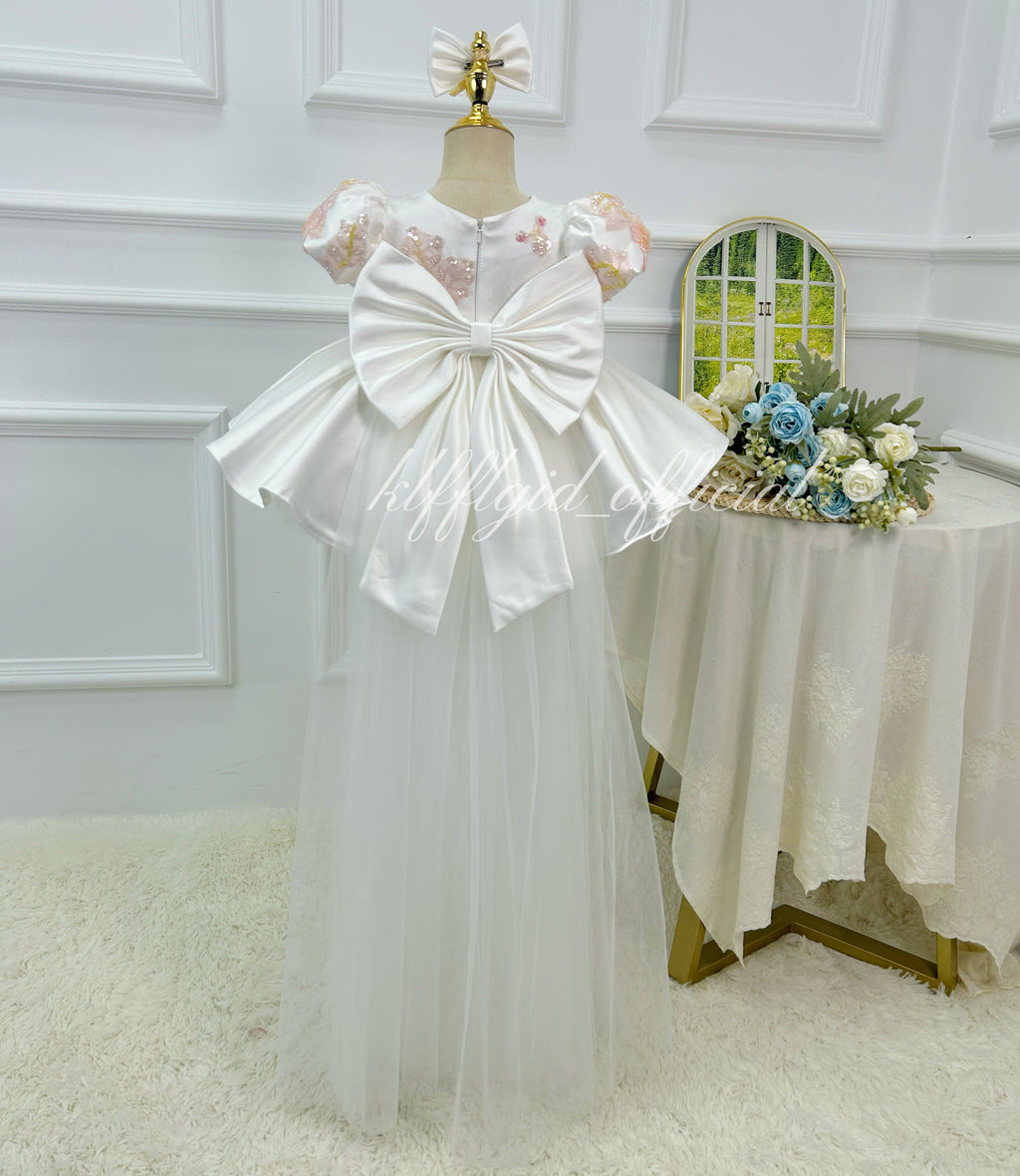 Embroidered Floral Short-Sleeve Flower Girl & Toddler Photo Dress | KLFFIGID