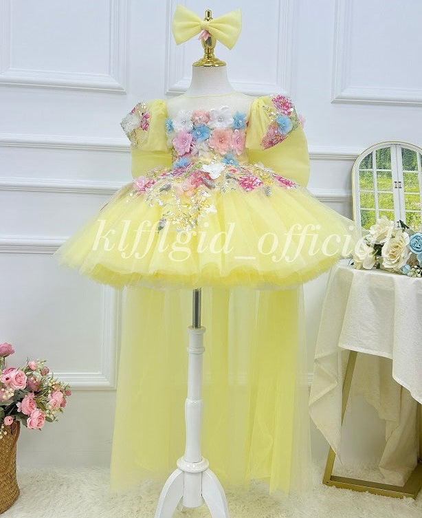 3D Floral Fairy Princess & Flower Girl Pageant Dress | KLFFLGID