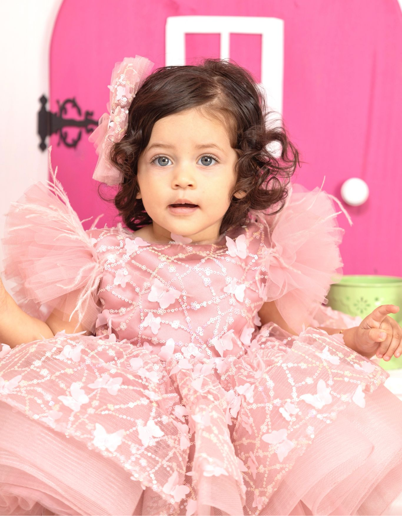 Sleeveless Butterfly Dreamy Princess Puff Flower Girl Dress | KLFFIGID