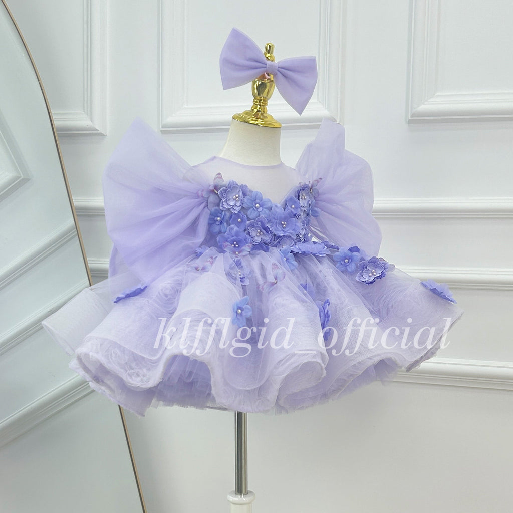 First Baby Birthday Dress Floral Party-Themed Dress Wedding flower girl｜KLFFIGID