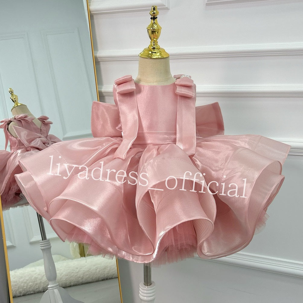 Big Bow Sleeveless Feather Flower Princess Dress | KLFFIGID