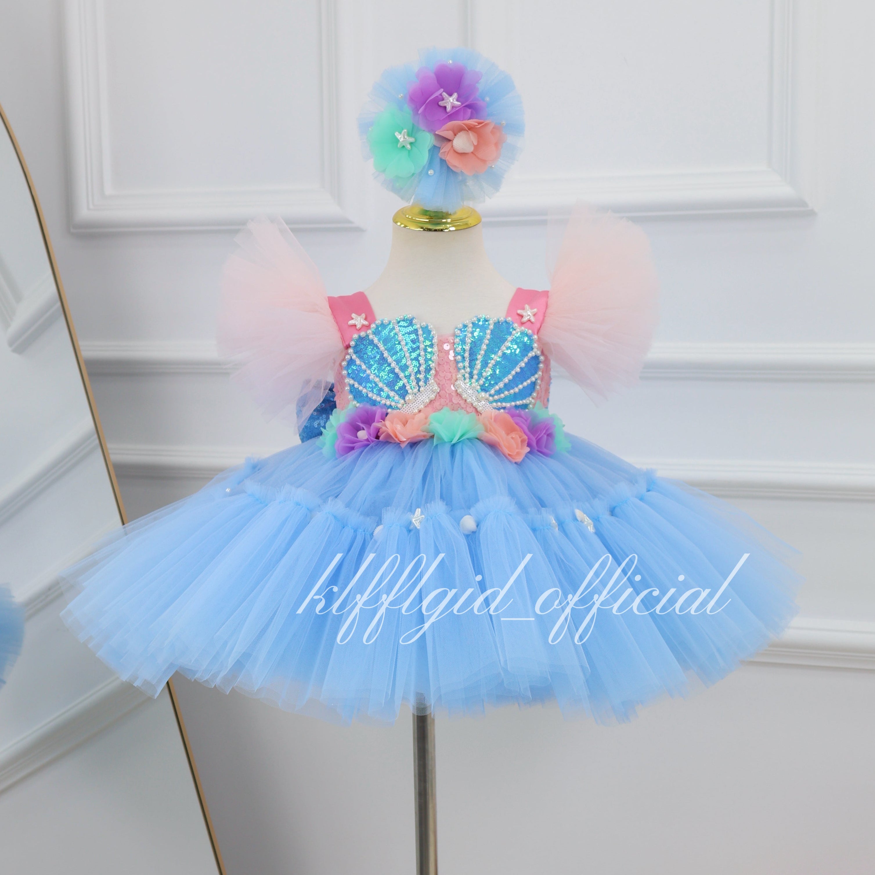 Cute Baby Birthday Dress Seashell-Themed Party Dress｜KLFFIGID