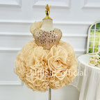 Cute Baby First Birthday Champagne Girls Party Dress | KLFFIGID